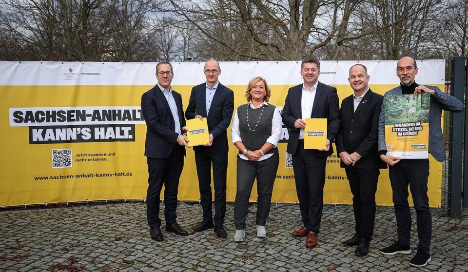 Kick-Off der Fachkräftekampagne (v.l): Hanno Kempermann, Dr. Robert Franke, Susanne Bethke, Minister Sven Schulze, Michael Schmidt, Stefan Wegner. Foto: Ronny Hartmann